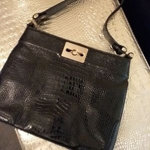 Black crocodile leather bag